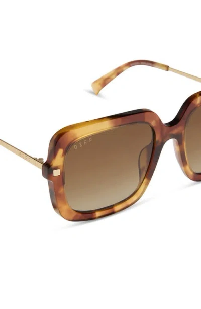 Diff Sandra 54mm Polarized Square Sunglasses In Brown