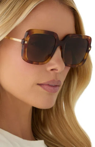 Diff Sandra 54mm Polarized Square Sunglasses In Brown