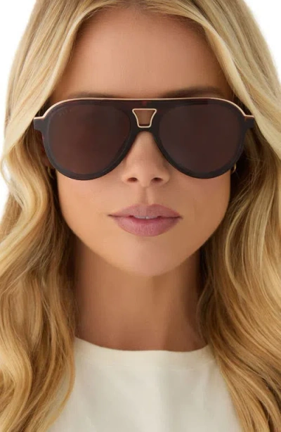 Diff Tosca Iii 56mm Aviator Sunglasses In Brown