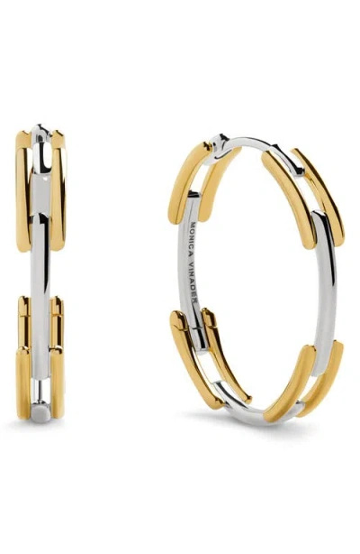Monica Vinader Signature Two-tone Hoop Earrings In Metallic