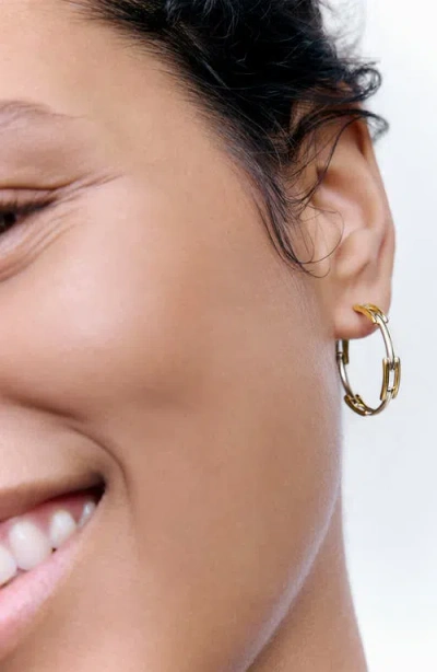 Monica Vinader Signature Two-tone Hoop Earrings In Metallic