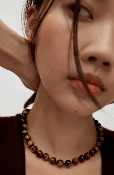 Monica Vinader X Kate Young Tiger's Eye Necklace In Brown