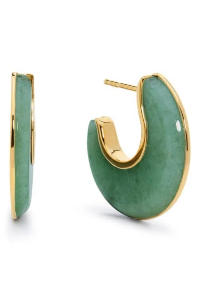 Monica Vinader X Kate Young Stone Hoop Earrings In Green