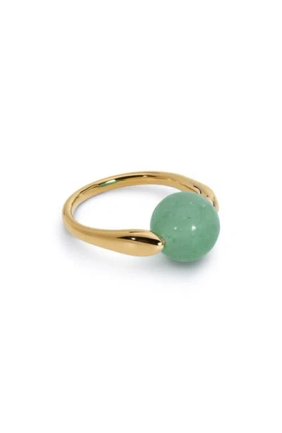 Monica Vinader X Kate Young Round Stone Ring In Gold