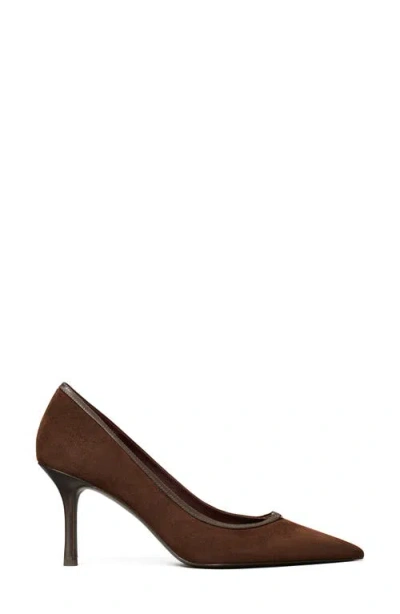 Tory Burch Double T Buckle Pumps 80mm Dark Cocoa In Multi