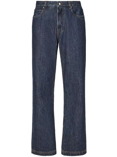 Fendi Straight Leg Denim Trousers With Five Pockets In Blue