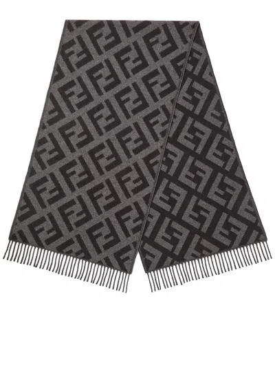 Fendi 45x170 Jacq Ff Macro Scarf Accessories In Black