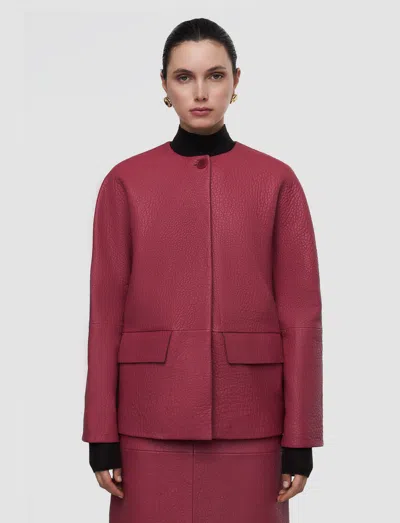 Joseph Barbs Pebble Leather Jacket In Pink