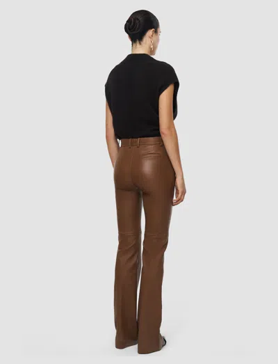 Joseph Tafira Leather Stretch Trousers In Brown
