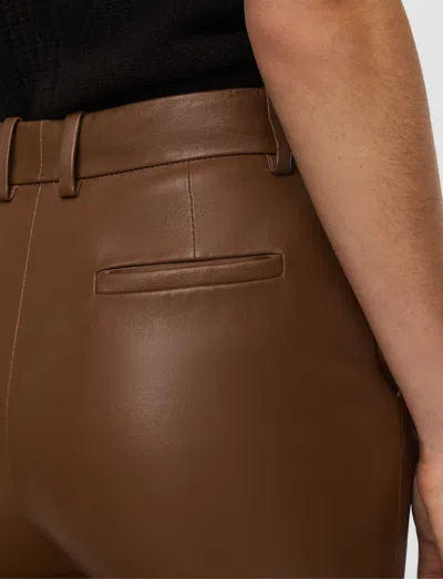 Joseph Tafira Leather Stretch Trousers In Brown