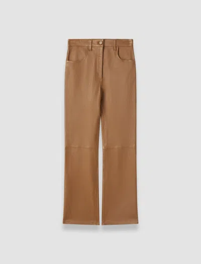 Joseph Duke Leather Stretch Trousers In Brown