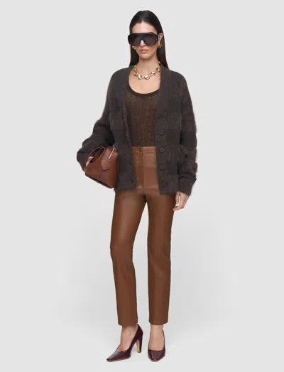 Joseph Duke Leather Stretch Trousers In Brown