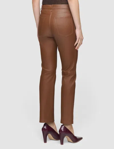 Joseph Duke Leather Stretch Trousers In Brown