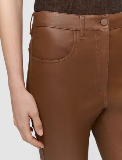 Joseph Duke Leather Stretch Trousers In Brown