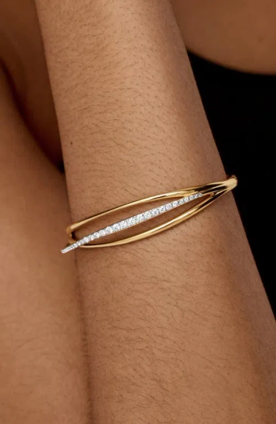 Monica Vinader Nura Lab-created Diamond Pavé Wrap Bangle Bracelet In Gold