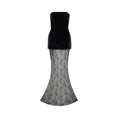 Vestiaire D'un Oiseau Libre Women's Black Velvet Lace Gown In Black