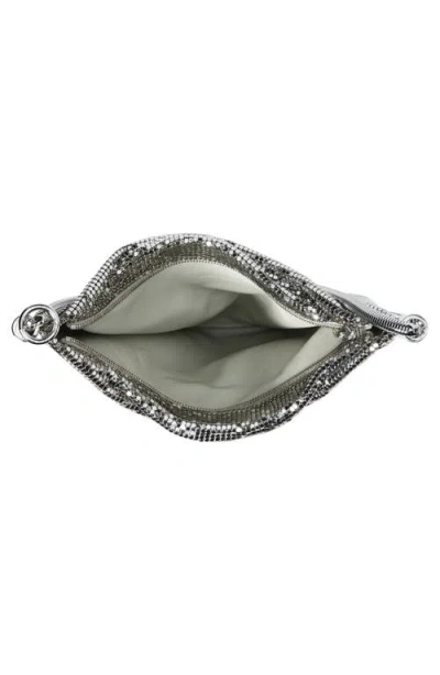 Rabanne Mini Crystal Fringe Mesh Clutch In Silver