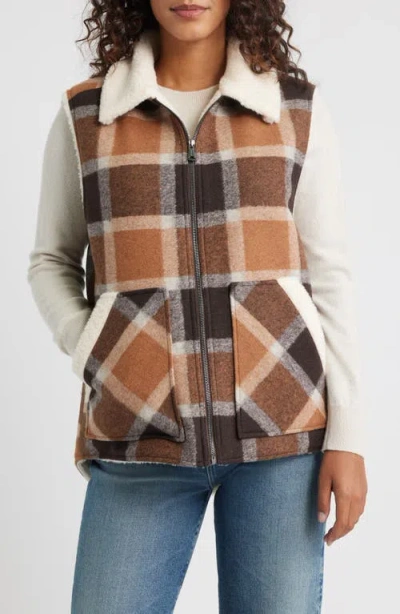 Bernardo Plaid Vest In Brown