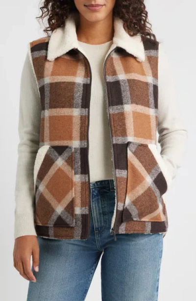 Bernardo Plaid Vest In Brown