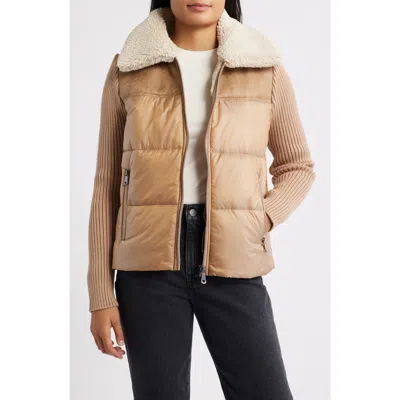 Bernardo Breck Ecoplume™ Puffer Knit Jacket In Brown