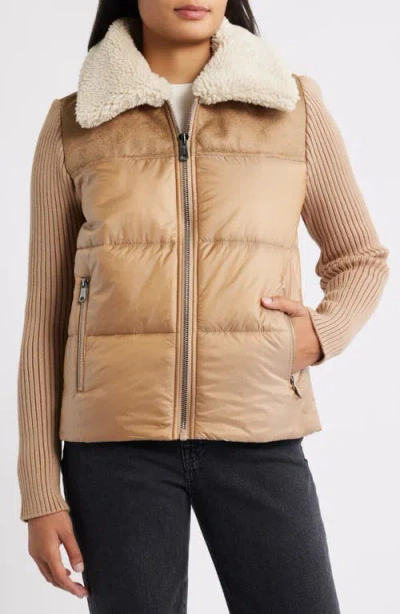 Bernardo Breck Ecoplume™ Puffer Knit Jacket In Brown