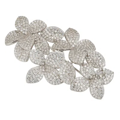 Latelita Women's Silver / White Petal Cascading Flower Brooch Silver In Multi