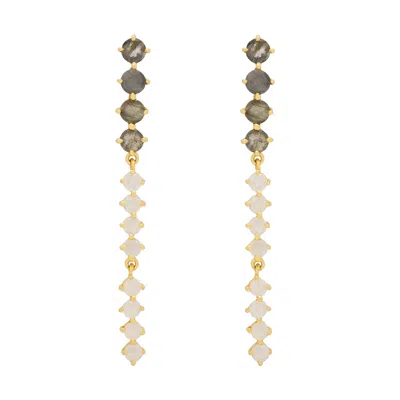 Lavani Jewels Women's Grey / White Long Nirelle Party Earrings In Gold