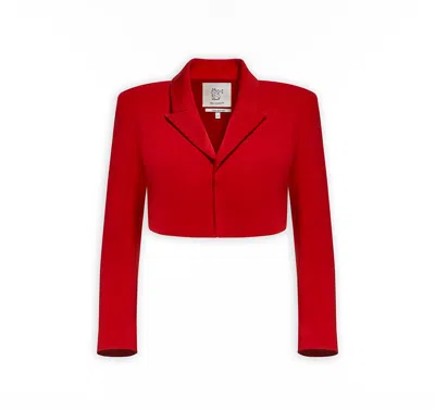 Maison Sél Women's Cropped Woven Jacket – Red In Red