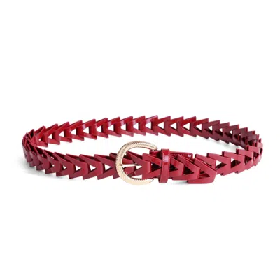 Jurgi Brand Women's Red Triangle Loop Belt – Burgundy Patent Leather In Red