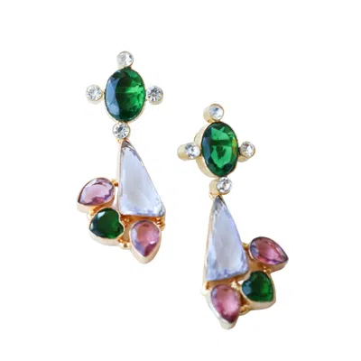 Taylor Reese Women's Green / Pink The Wicked Preppy Gemstone Earring In Multi