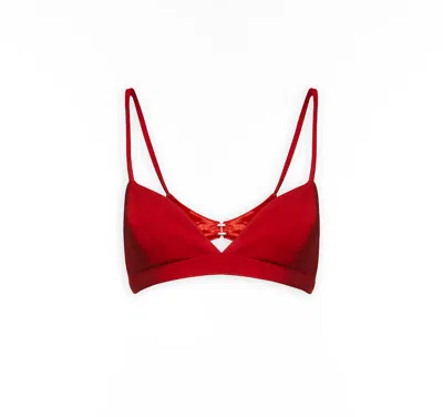 Maison Sél Women's Adjustable Woven Bra – Red In Red