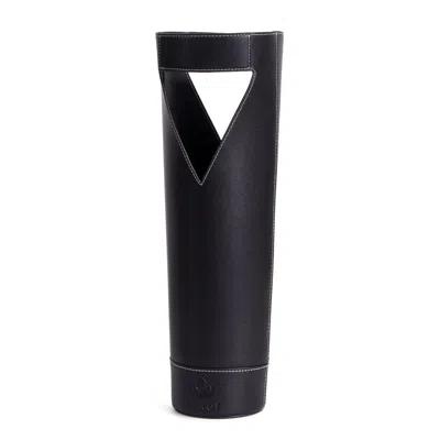 Jurgi Brand Black Leather Wine Carrier In Black