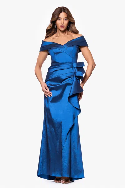 Xscape Evenings Off The Shoulder Taffeta Gown In Black