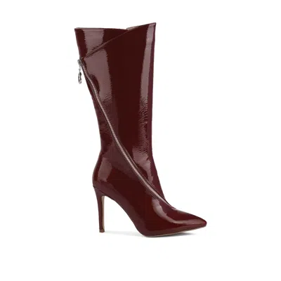Rag & Co Women's Red Tsaroh Zip Around Calf Boot In Burgundy By  In Burgundy