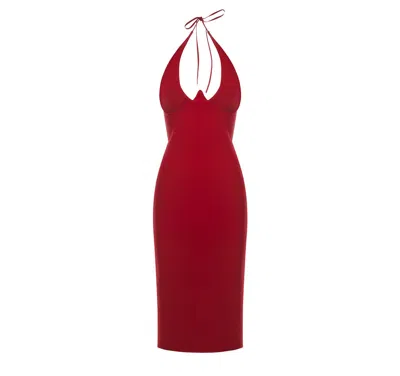 Maison Sél Women's Spaghetti Strap Bodycon Dress – Red In Red
