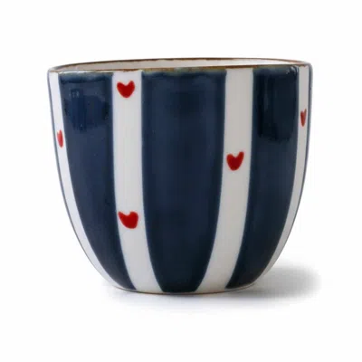Lali Design Studio Red / White / Blue Enjoy Navy Hearts Espresso Cup Porcelain In Multi