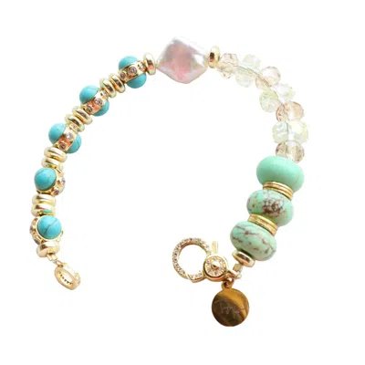 Taylor Reese Women's Green / Blue Turquoise + Chalcedony Star Bracelet In Multi