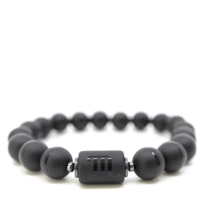 Shar Oke Men's Black / Silver Scorpio Zodiac Matte Black Agate Bracelet In Multi