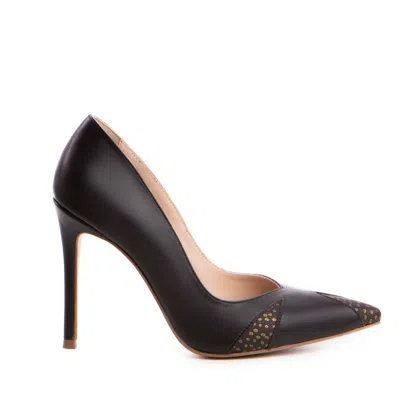 The 5th Element Women's Brown Alura Chocolate Leather Pumps With Gold-dotted Toe In Brown