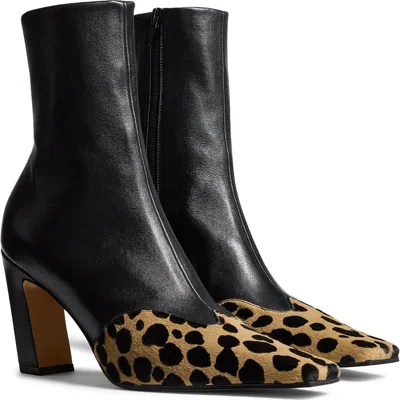 Khaite Nevada Leather And Leopard-print Calf Hair Ankle Boots In Black