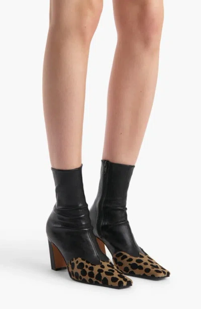 Khaite Nevada Leather And Leopard-print Calf Hair Ankle Boots In Black
