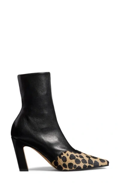 Khaite Nevada Leather And Leopard-print Calf Hair Ankle Boots In Black