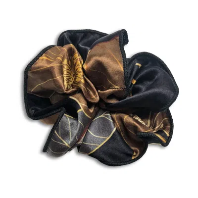 Rakhsh Rakhshi Women's Brown Cocoa Bloom Italian Silk Twill Scrunchie In Brown