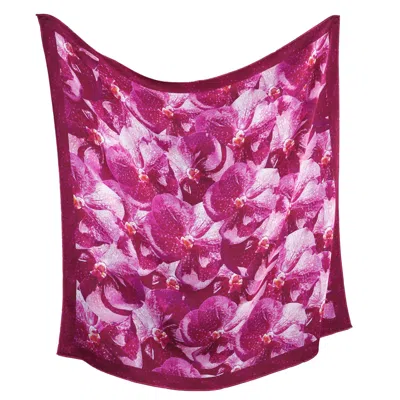 Babs Boutique Nyc Women's Pink / Red Silk Square Scarf - Orchids - Pink To Deep Magenta In Multi