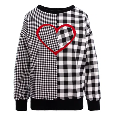 Larisa Dragna Women's Black / White / Red The Cotton Heart Plaid Blouse In Multi