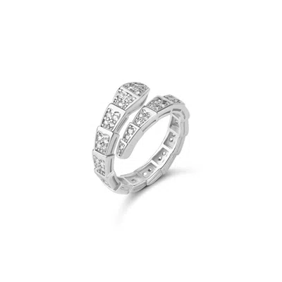 Shymi Women's Chunky Pave Snake Ring - Silver In Metallic