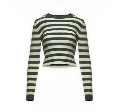 Maison Sél Women's Green / White Soft Striped Sweater – White Green In Multi