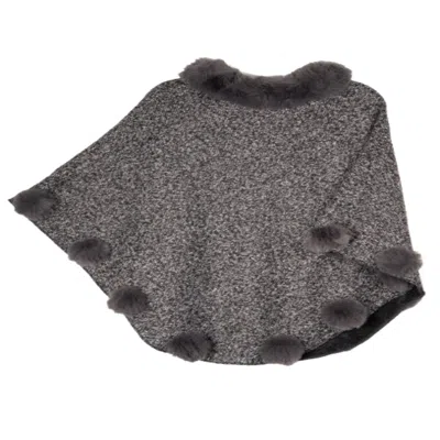 Saachi Pom Pom Poncho In Gray