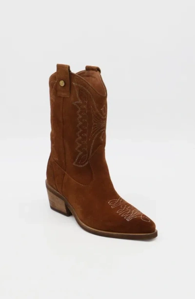 Stivali New York Suede Unstoppable Western Cowboy Boots In Brown