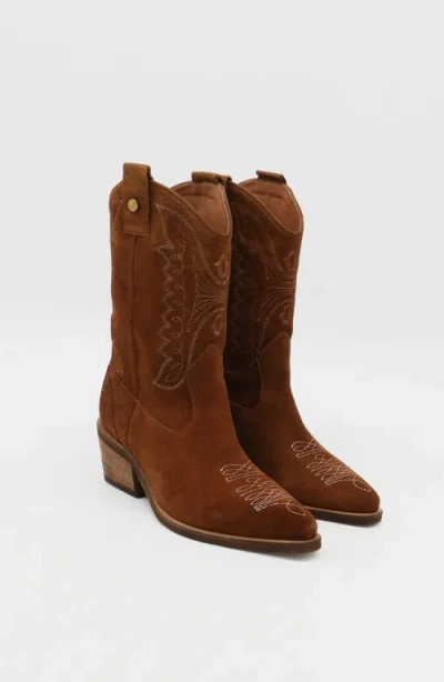 Stivali New York Suede Unstoppable Western Cowboy Boots In Brown